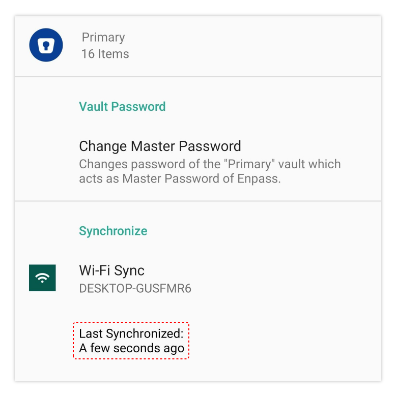 Wi-Fi sync configured