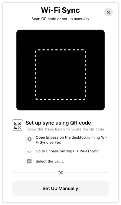 scan QR or manually setup