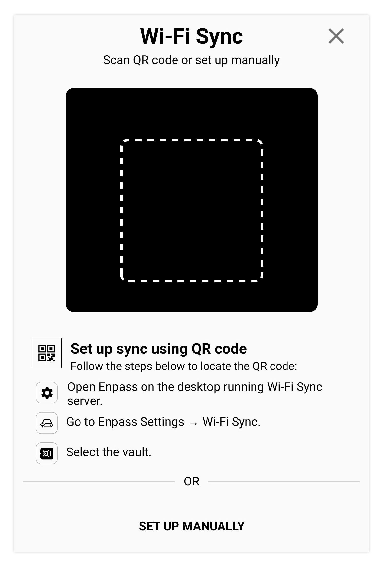 scan QR or manually setup