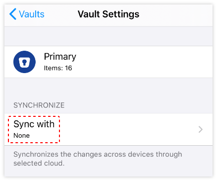 iOS vault settings