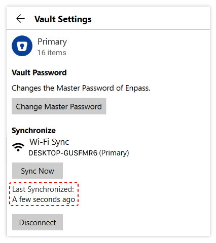 Wi-Fi sync configured in iOS